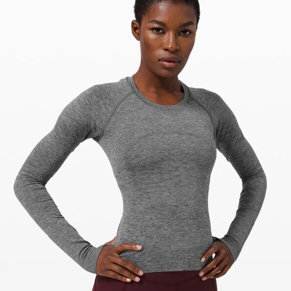 lululemon athletica Tops - lululemon women's lightweight grey long-sleeve waist-length shirt size 8